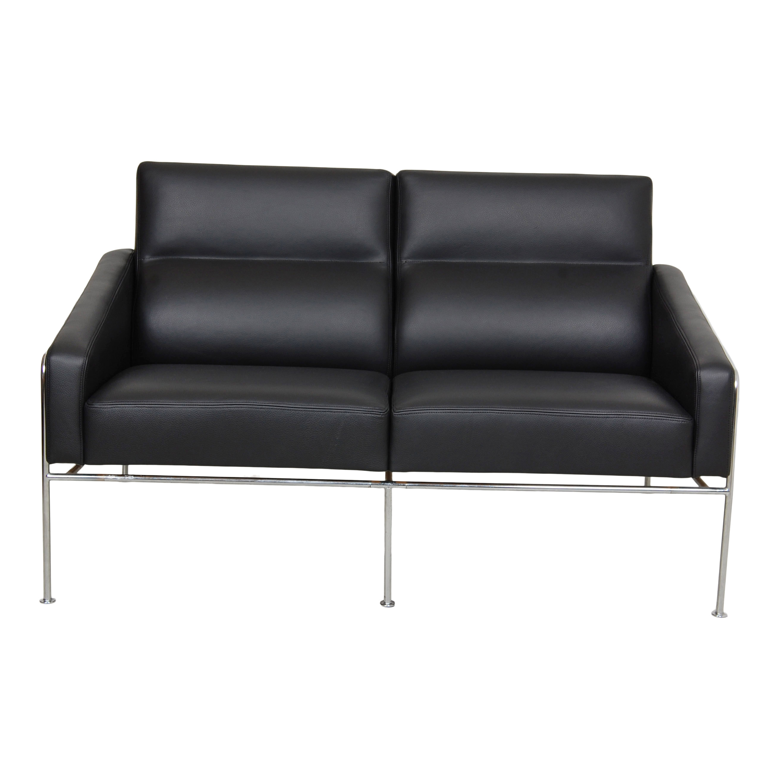 Arne Jacobsen 2.pers Airport sofa newly upholstered with black